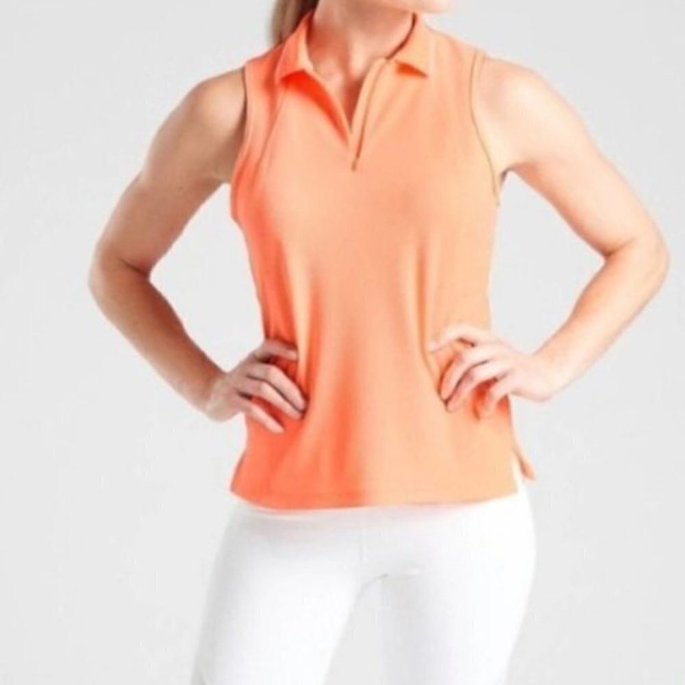 Athleta Match Point Polo Tank Neon Orange XXS‎